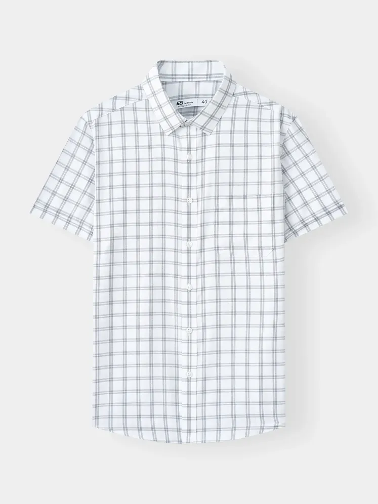 Áo Sơ Mi Nam Ngắn Tay 5S Fashion Kẻ Ô Phom Regular M0ASC26062