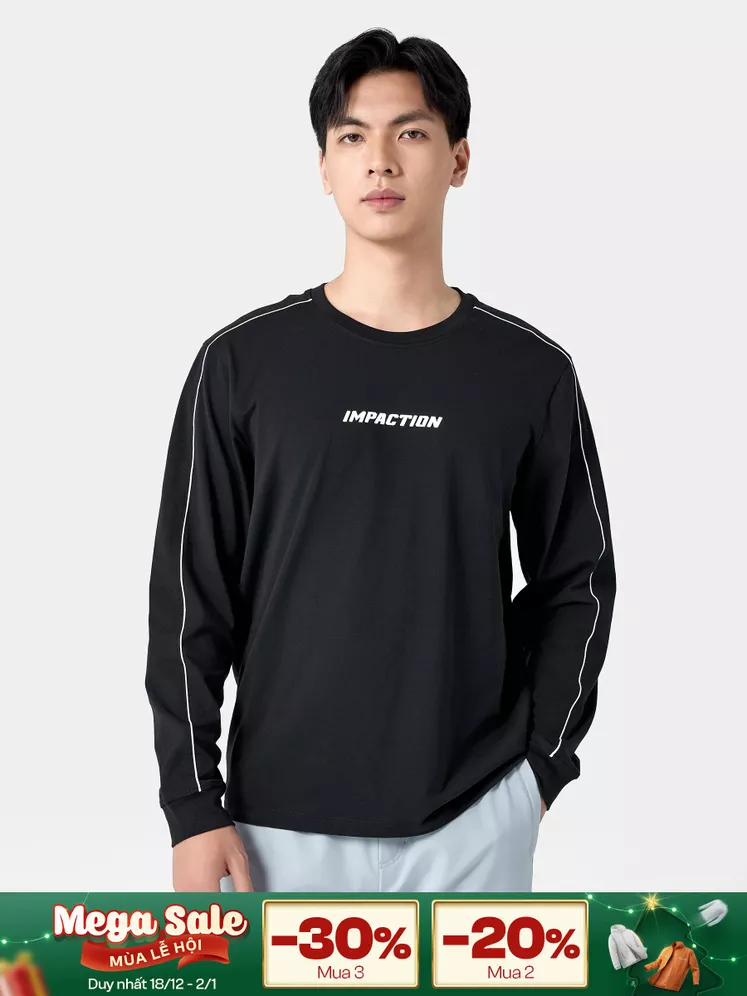 Áo Thun Nam Dài Tay 5S Fashion Cotton Phối Line ATH24003