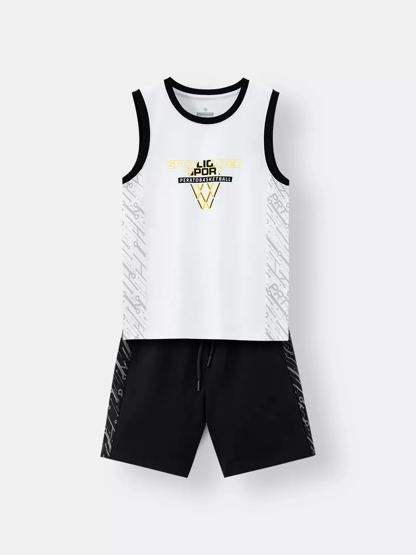 Set Bộ Quần Áo Sát Nách Bé Trai PERATO Phong Cách Basketball BBSNS5B001